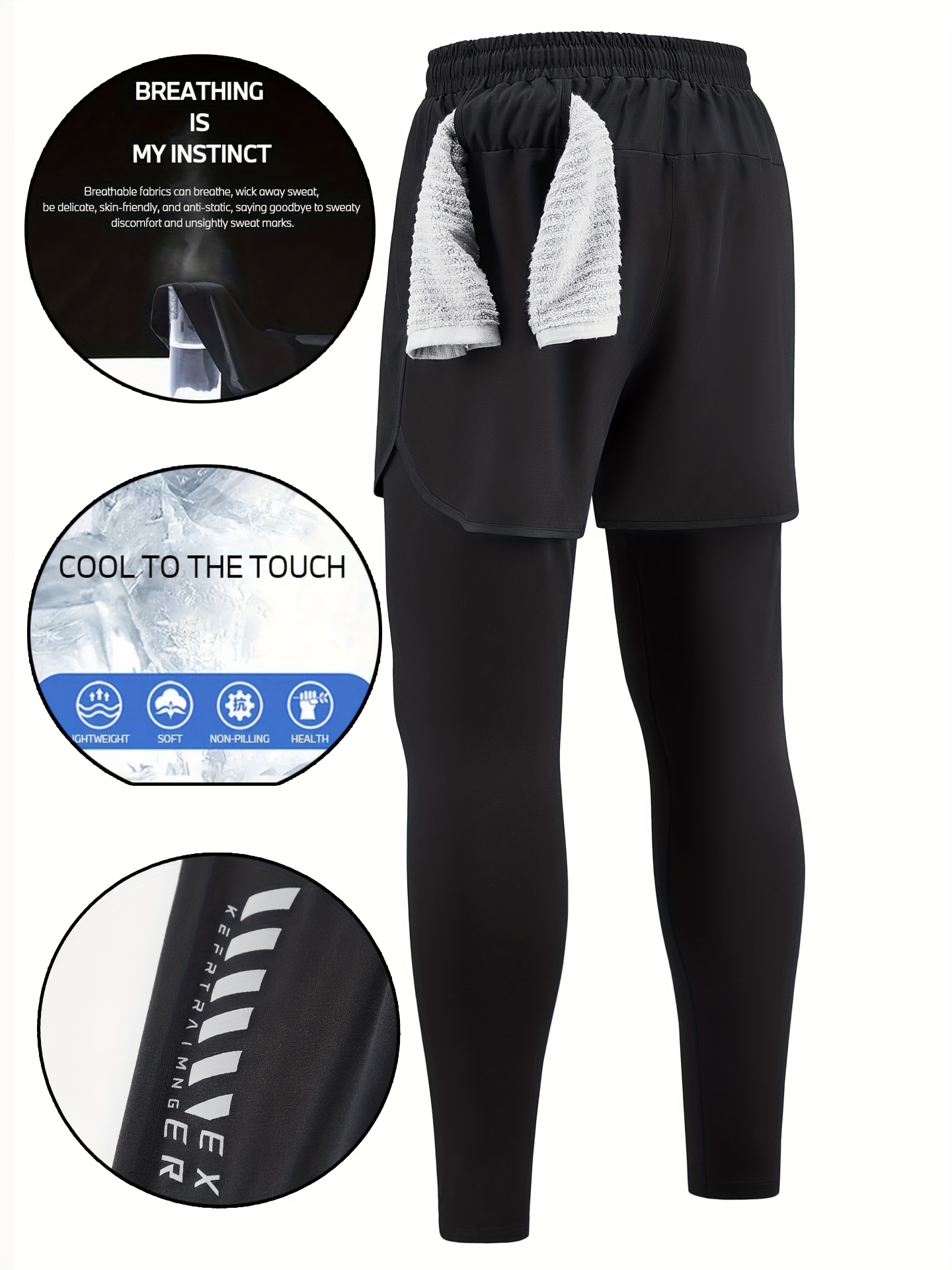 mens   sports trousers   two piece running pants for men with pockets modern breathable elastic fabric suitable for football basketball training beach hiking yoga exercise