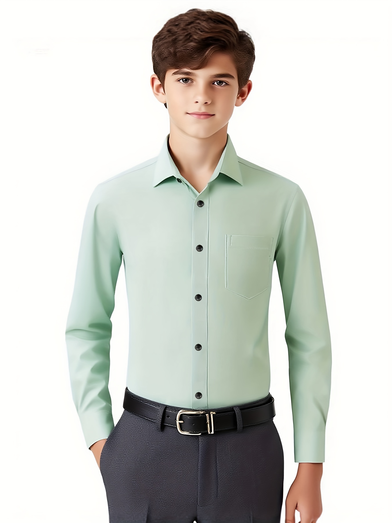 Camisas Formales para Jóvenes - Manga Larga, Cómodas y Transpirables con Botones y Elásticas - Ajuste Clásico y Delgado para Eventos Formales, Escuela - Tallas Regulares, Grandes y Altas para Estudiantes Adolescentes