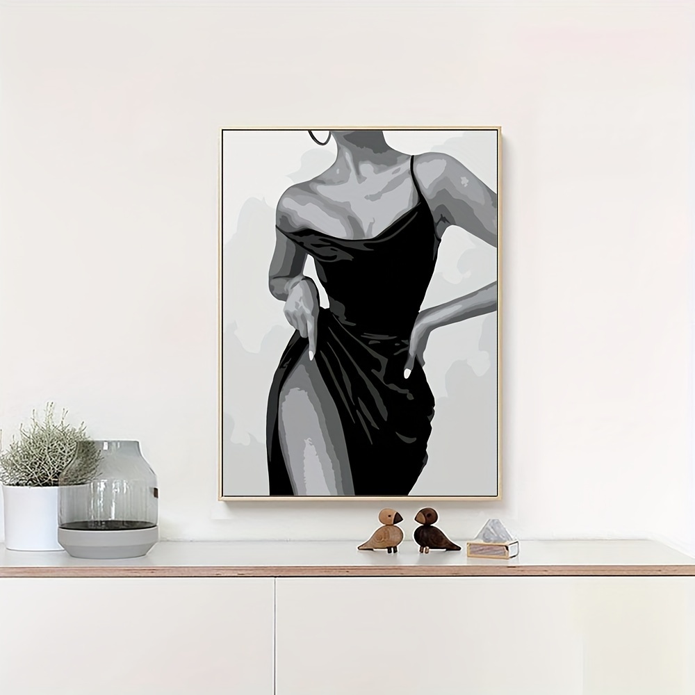 Black and White Female Figure cheapest Oil Painting