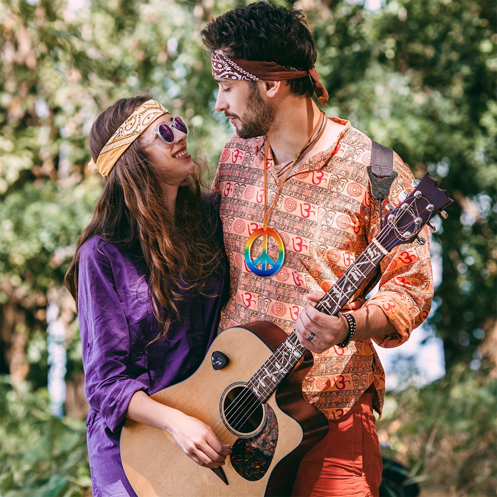 20 Pack Rainbow Peace Sign Pendant Necklaces