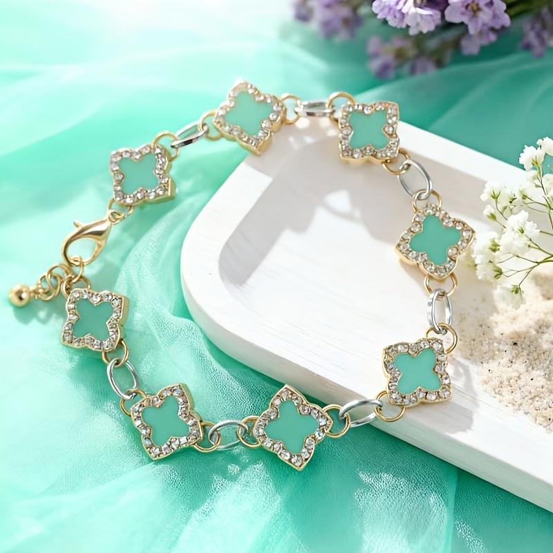 TEMU 1pc Fresh Mint Rhinestone Women's, Bringing To Your Wrist