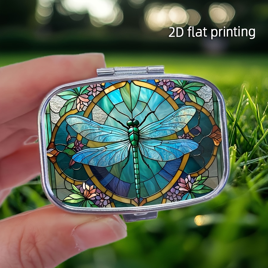 1pc Pill Box, 2-compartment Decorative Pill Organizer Case, Portable Travel Pill Box For Purse, Pocket, Or Gift, Mini Pill Box
