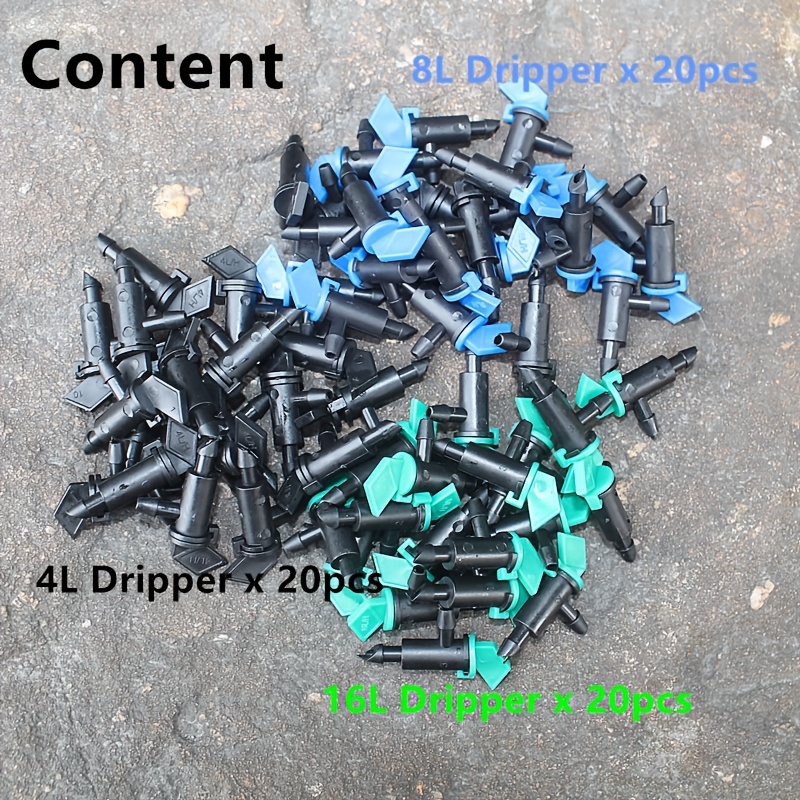 Image of 60 Flag-type Drippers (including 20 Drippers With 4l Flow Rate, 20 Drippers With 8l Flow Rate, And 20 Drippers With 16l Flow Rate) For Agricultural Drip Irrigation Micro-sprinklers