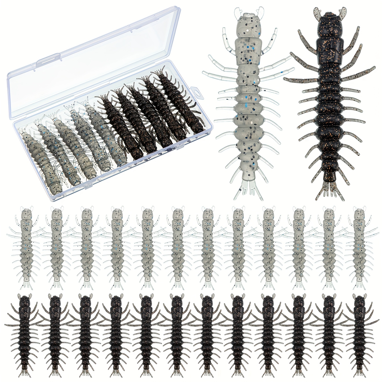 TEMU 36pcs Hellgrammite Fishing Lures 3 Inch Soft Plastic Hellgrammite Fly Bait Artificial For Freshwater