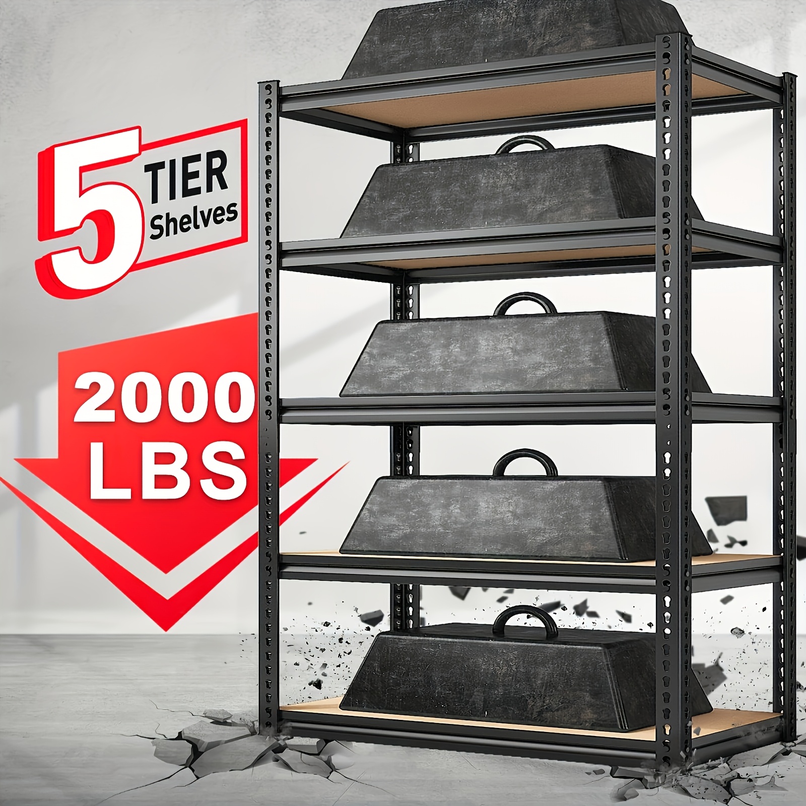 large storage shelves garage shelves heavy duty shelves 4 layer and 5 layer metal shelves adjustable shelf units basement storage room practical shelves workshop maintenance tools auto   tool storage office utility shelves