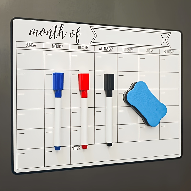 TEMU A Set Of Magnetic Fridge Calendar And Whiteboard Kit, Featuring Weekly/monthly Planning Functions. Includes A Reusable Magnetic Schedule Board,
