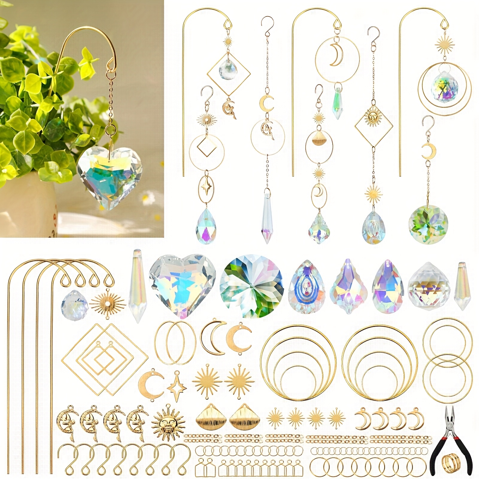 E-shop 260-teiliges Lichtfalle-Set für Erwachsene | Sonnenfänger-Set für Gartenpflanzen, Fensterhängekunst, Handwerk, Valentinstag, Muttertag,
