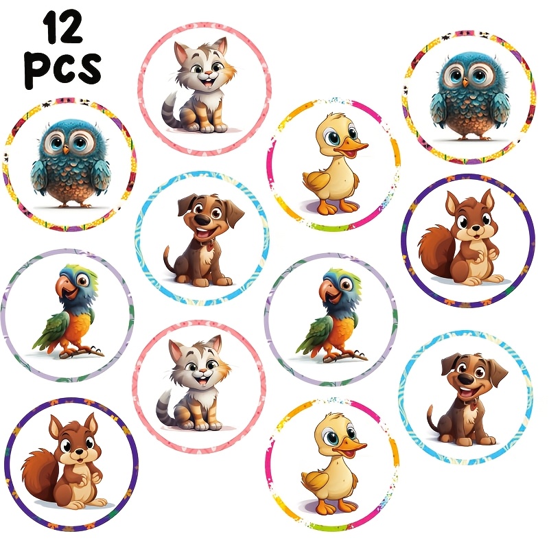5/6/12 Cartoon Animal Toilet Training Color-changing Stickers, Reusable Toilet Training Stickers, Toilet Training Toilet Stickers, Urine Color-changing Stickers