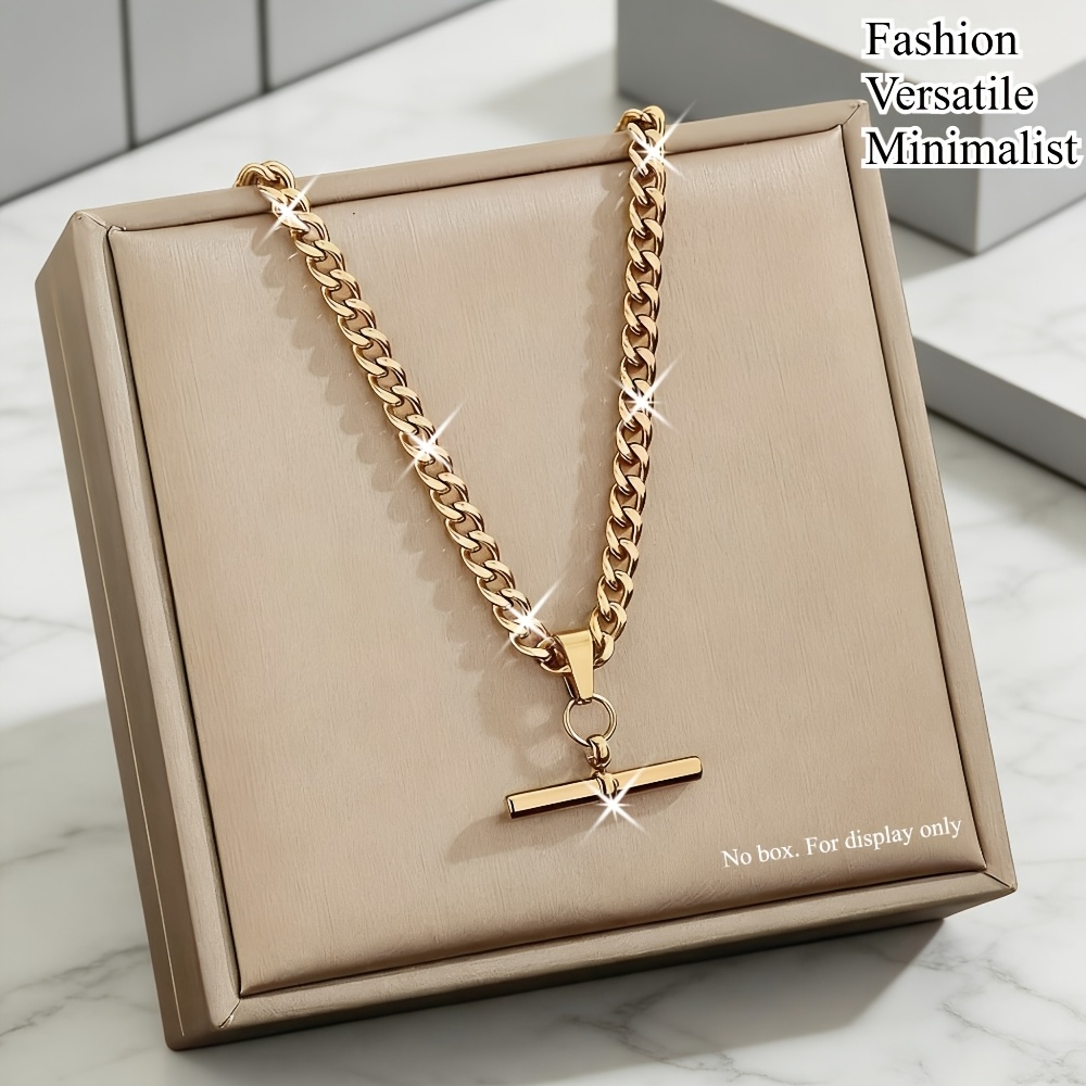 Minimalist Luxury Women's T-Bar Necklace in Stainless Steel