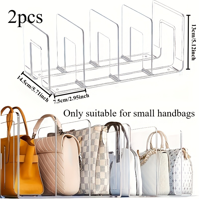 

2pcs Acrylic Handbag Organizer, 4-section Purse Divider, Abs Plastic, For Closet & Desk Storage