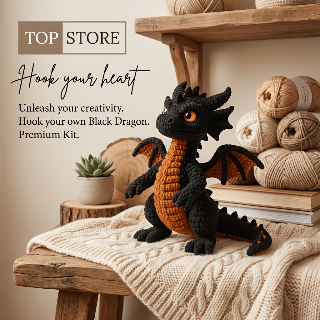 TEMU 1pc Dragon Crochet Kit, An Adult Crochet (not A Finished Product) - Beginner's Crochet Kit - Includes All The Materials For Crocheting