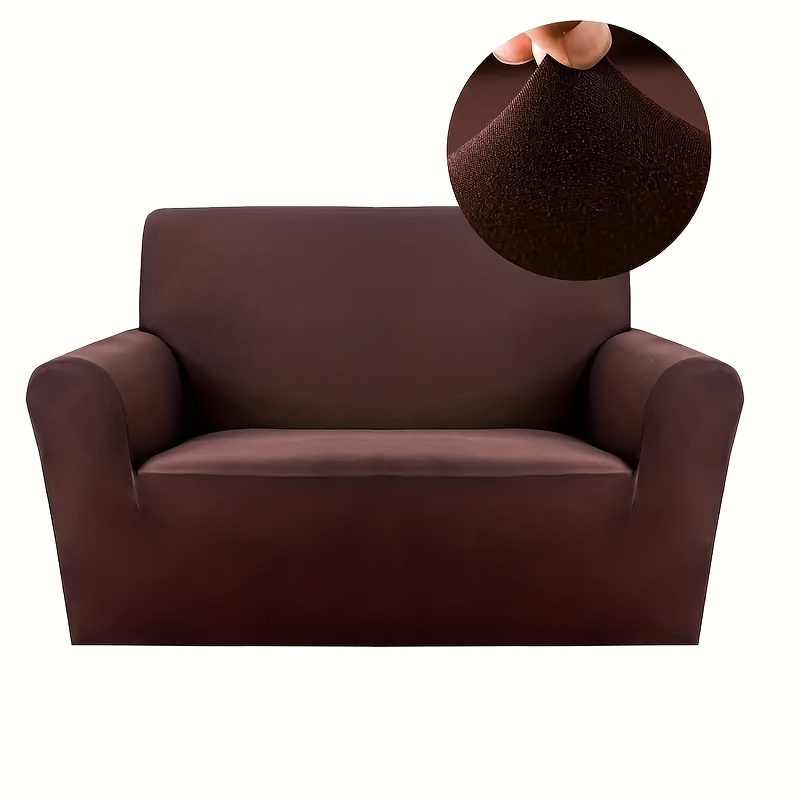 TEMU 1pc Machine-washable Solid Elastic Sofa Cover, Equipped With Anti-slip Foam And Elastic Bottom, Sofa Furniture Protector, Suitable For Living