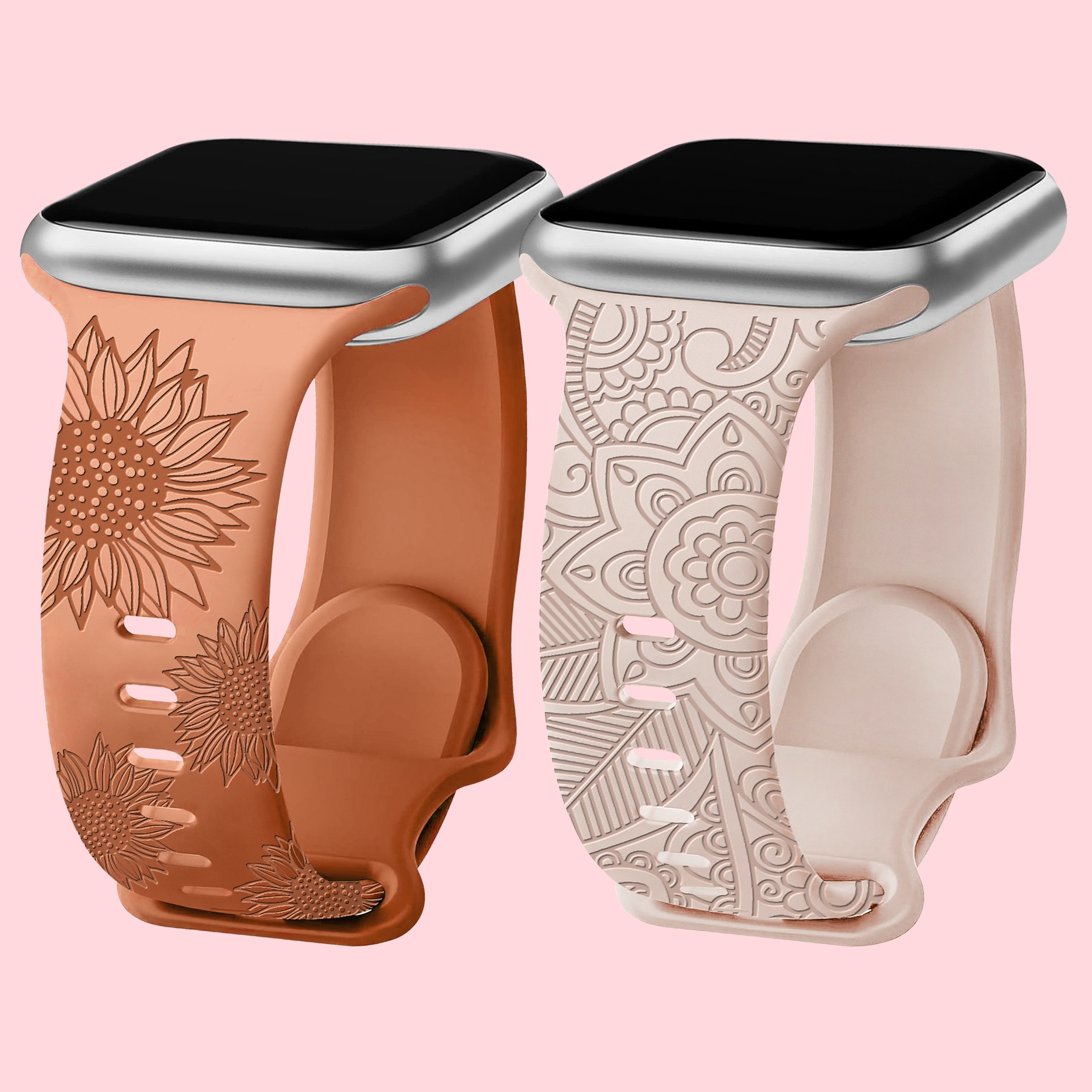 

Cute Fancy Engraved Bands Compatible For Iwatch Band 40mm 41mm 38mm 42mm 44mm 45mm 49mm Women, Soft Silicone Strap For Iwatch Bands Series 8 7 6 5 4 3 2 1 Se Ultra