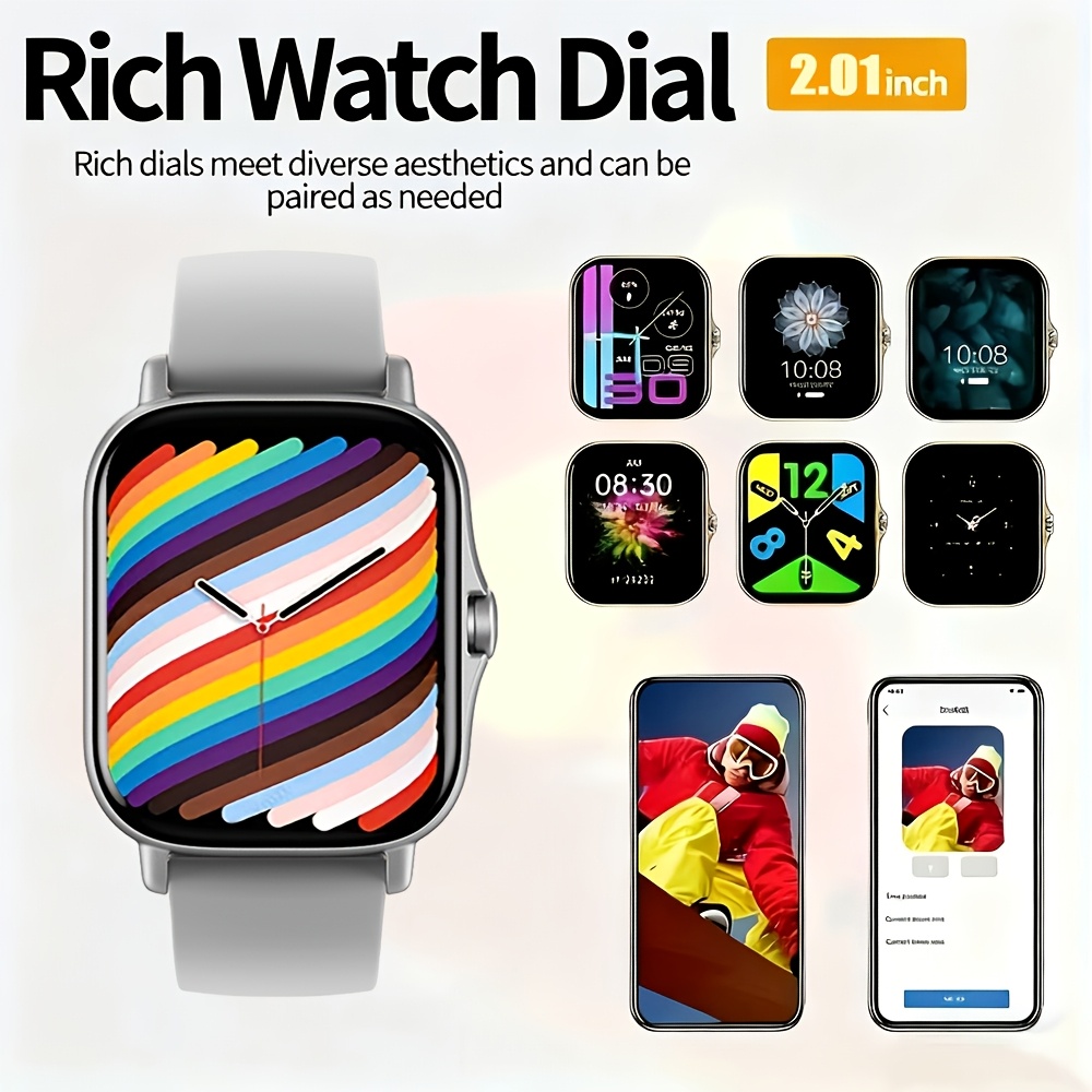 2.01-Inch Full Touch Screen Silicone Strap Smart Watch