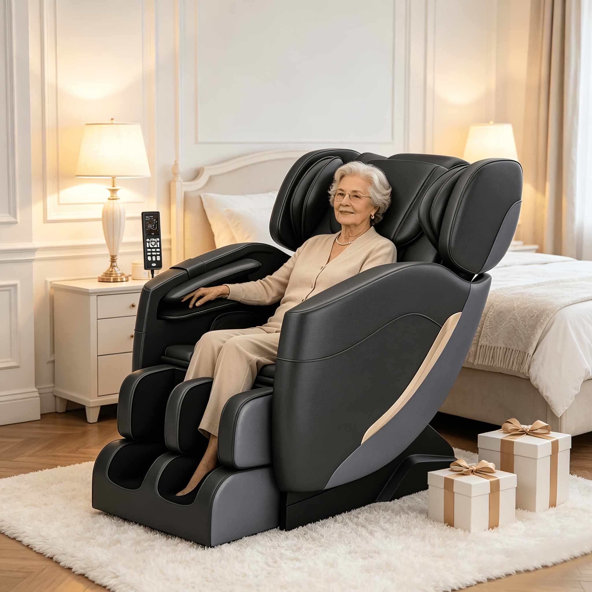 * Luxury * Massage Chair Recliner with Full * Pressure, 6 Auto/Manual * *  Rollers, Heat/Vibration Suitable for Home, Office, Hotel Use - Plug & Play  Corded Massage System