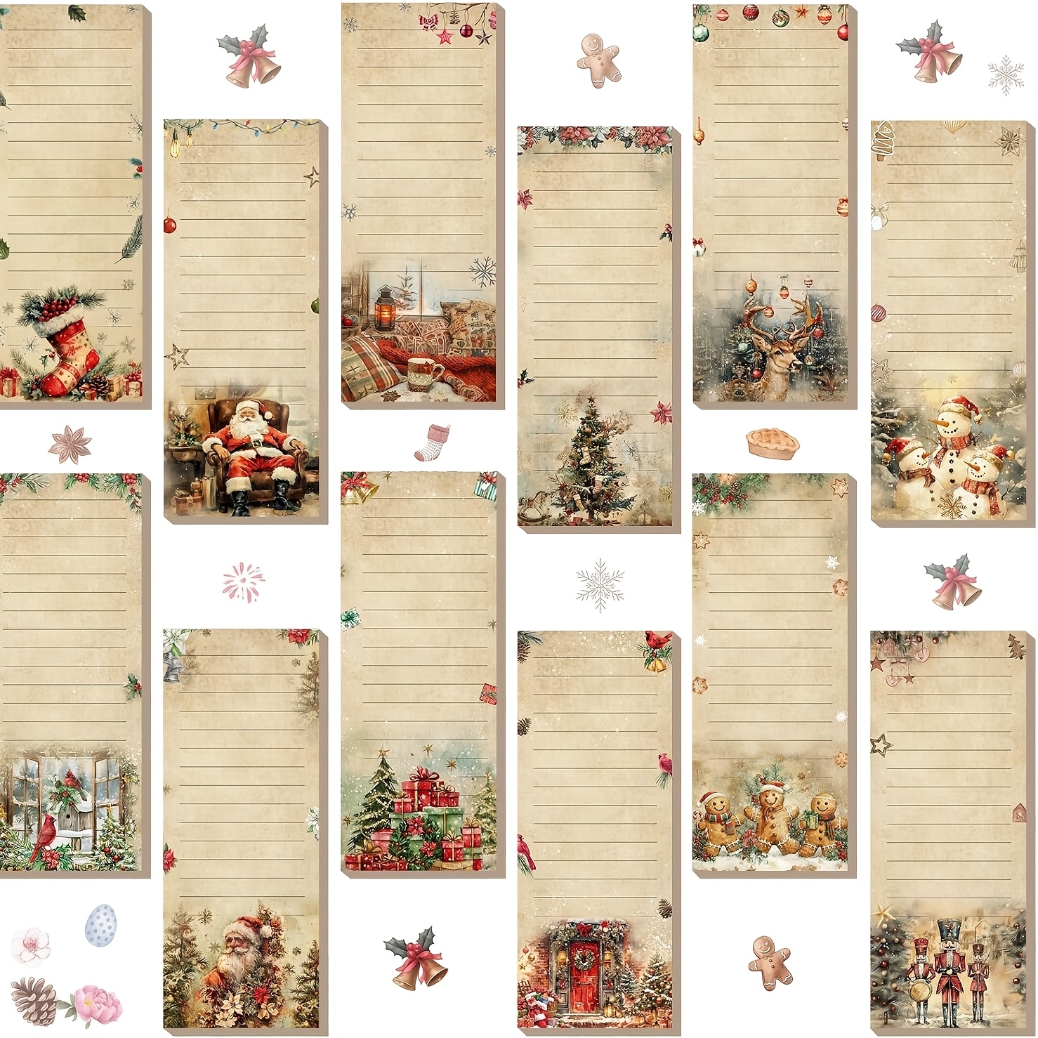 TEMU 12pcs Retro Christmas Fridge Magnetic Message Board, Reusable Dry Erase Writing, Magnetic To-do Memo, List, Christmas Gift