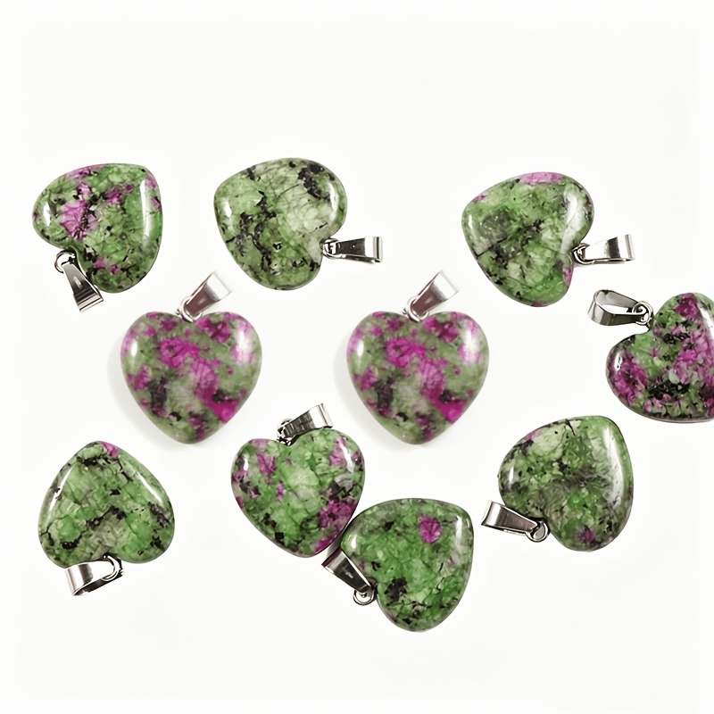 10/20pcs Charms Zoisite Heart Stone Pendants For Jewelry Making