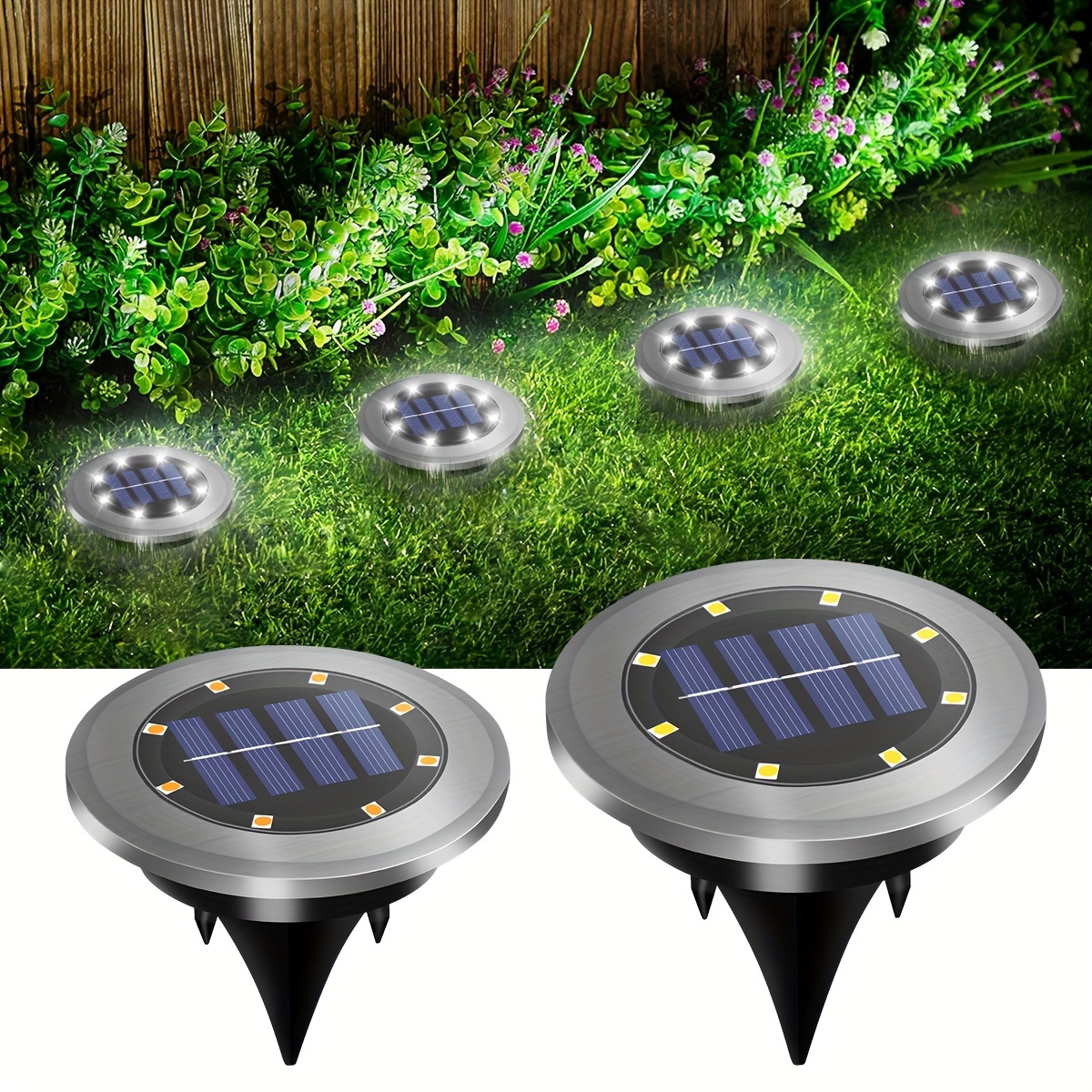 

2pcs Solar Outdoor Lights Solar Pathway Lights Bright In-ground Lights Lighting Decor For Garden Lawn Patio Yard Driveway Step And Walkway White Warm White