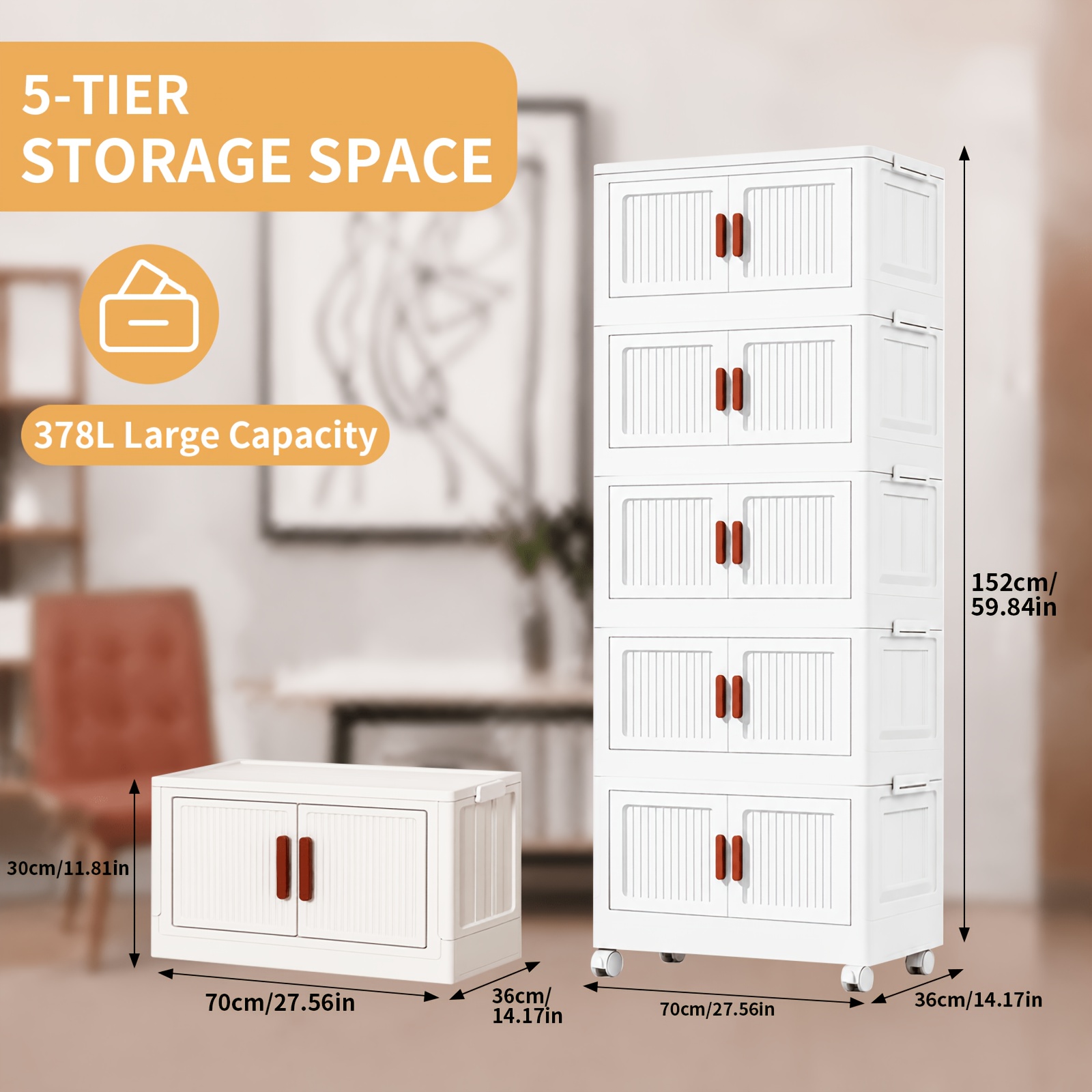 TEMU 70cm Foldable Storage Box, Largeopening Storage Box, Large Storage Box With Lid And Wheels, Can Store Clothes, Snacks, And Books, Home Office