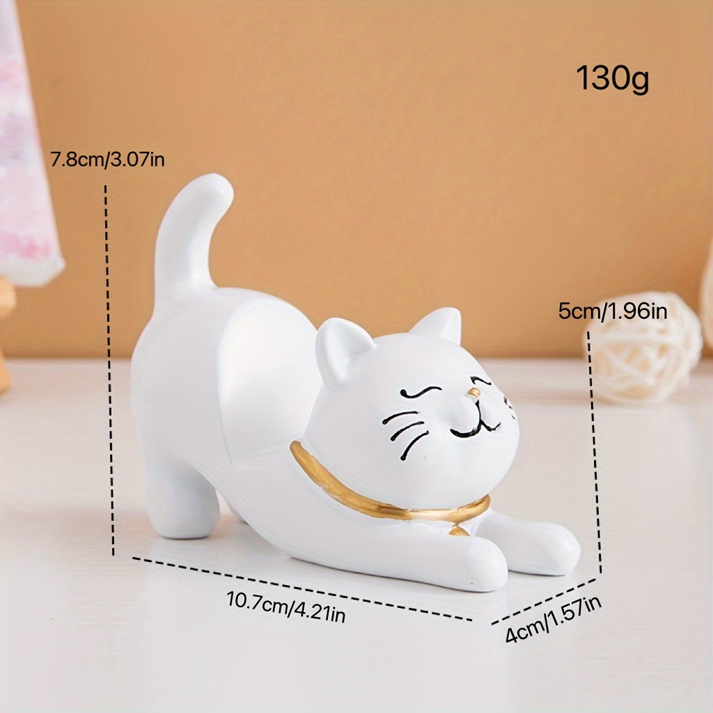 Image of Creative Lovely Cat Lazy Mobile Phone Holder Ornament Office Desktop Decoration Small Gift Resin Small Ornament Lazy Tv Artifact To Send Girls Bestie Birthday Gift