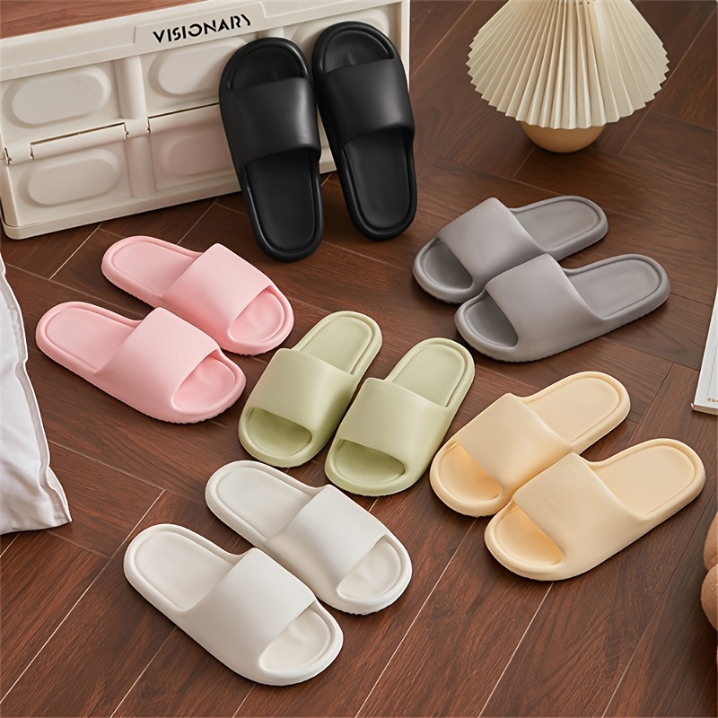 

Men's Solid Eva Slides, Non Slip Quick-drying Open Toe Slippers For Indoor Walking And Bathroom Shower