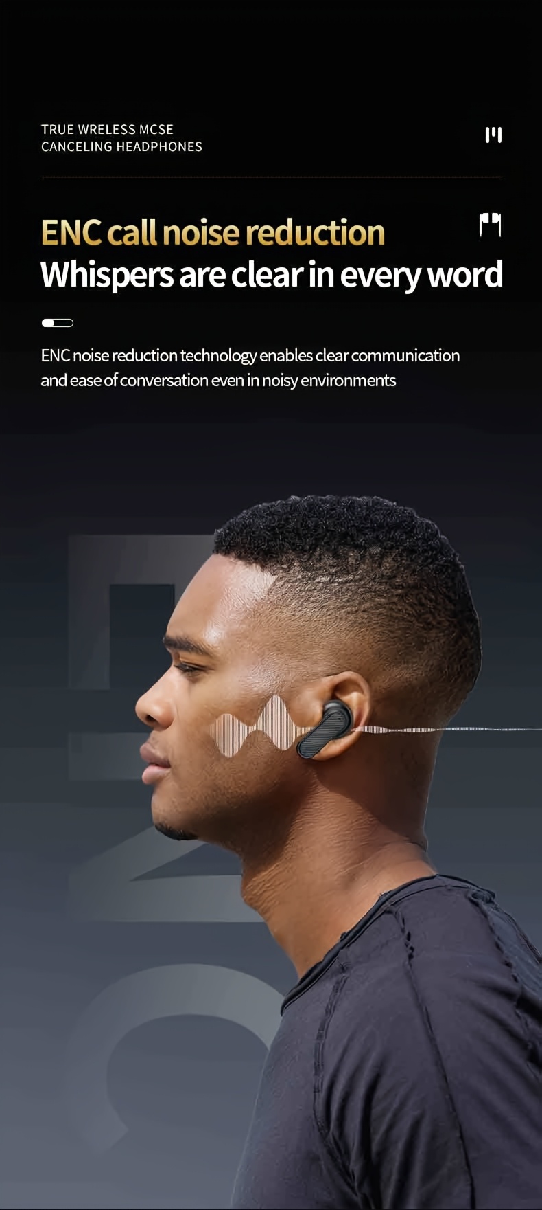 1 pair yw08   smart wireless earbuds active noise cancelling   sound usb charging type c volume control compatible with phones with polymer lithium battery for adults details 2