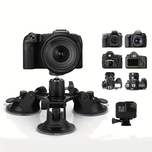 vacuum suction cup car camera stabilisation bracket rotates 360 for multi angle shooting with 1 4 inch ball head screw adapter and head compatible with sports cameras gopro 6 5 4 3 camera