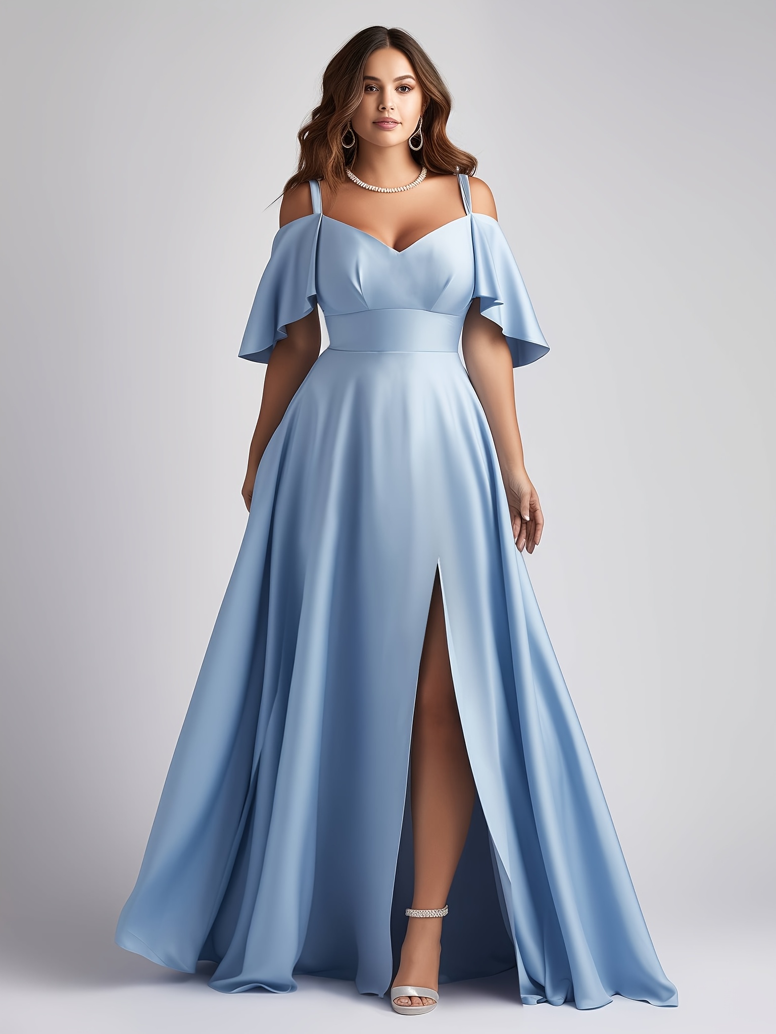 chinese dress ladies Corset-Bodice Long Print Prom Dress with Ruffled Skirt Blue/White / 14