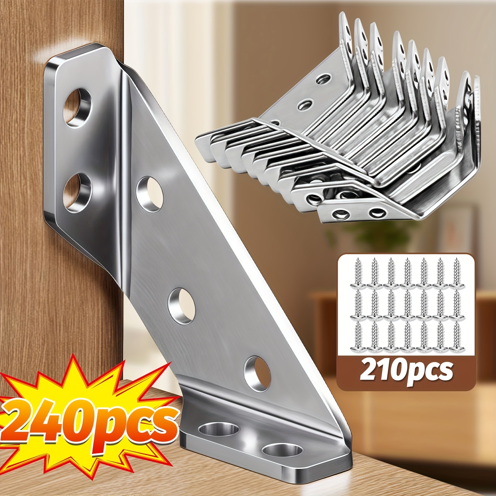 240 Heavy-duty Thickened Stainless Steel Corner Brackets, Sturdy... product image 2