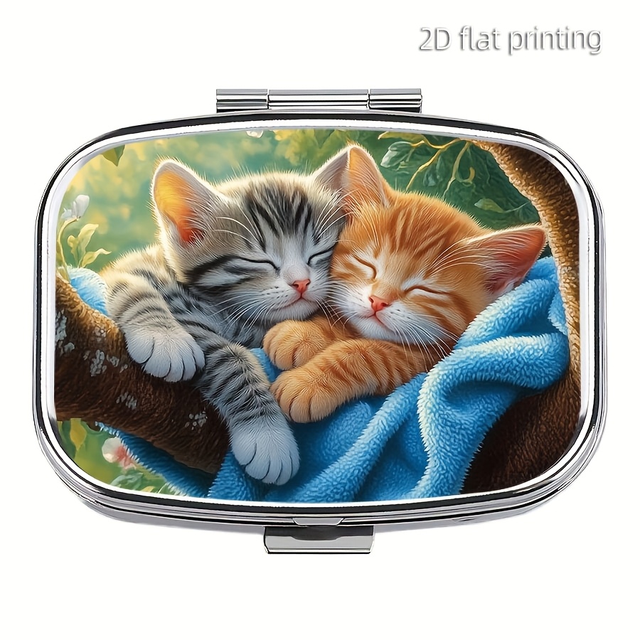 1pc Pill Box, Decorative 2-compartment Mini Purse Pill Organizer, Portable Travel Vitamin Tablet Holder