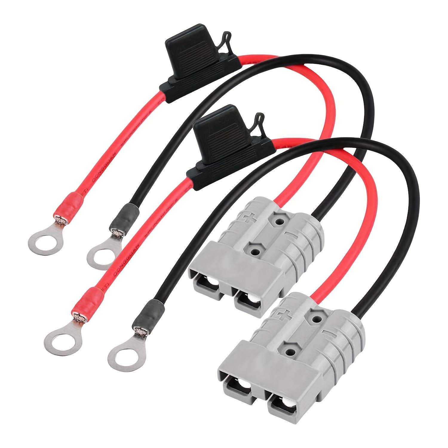 TEMU 2pcs Anderson Plug Connector Lead, 2pcs Anderson Plug Extension Cable, Kit With 50amp Adapter To 6mm Lugs, 30cm Battery Cables Quick Connectors
