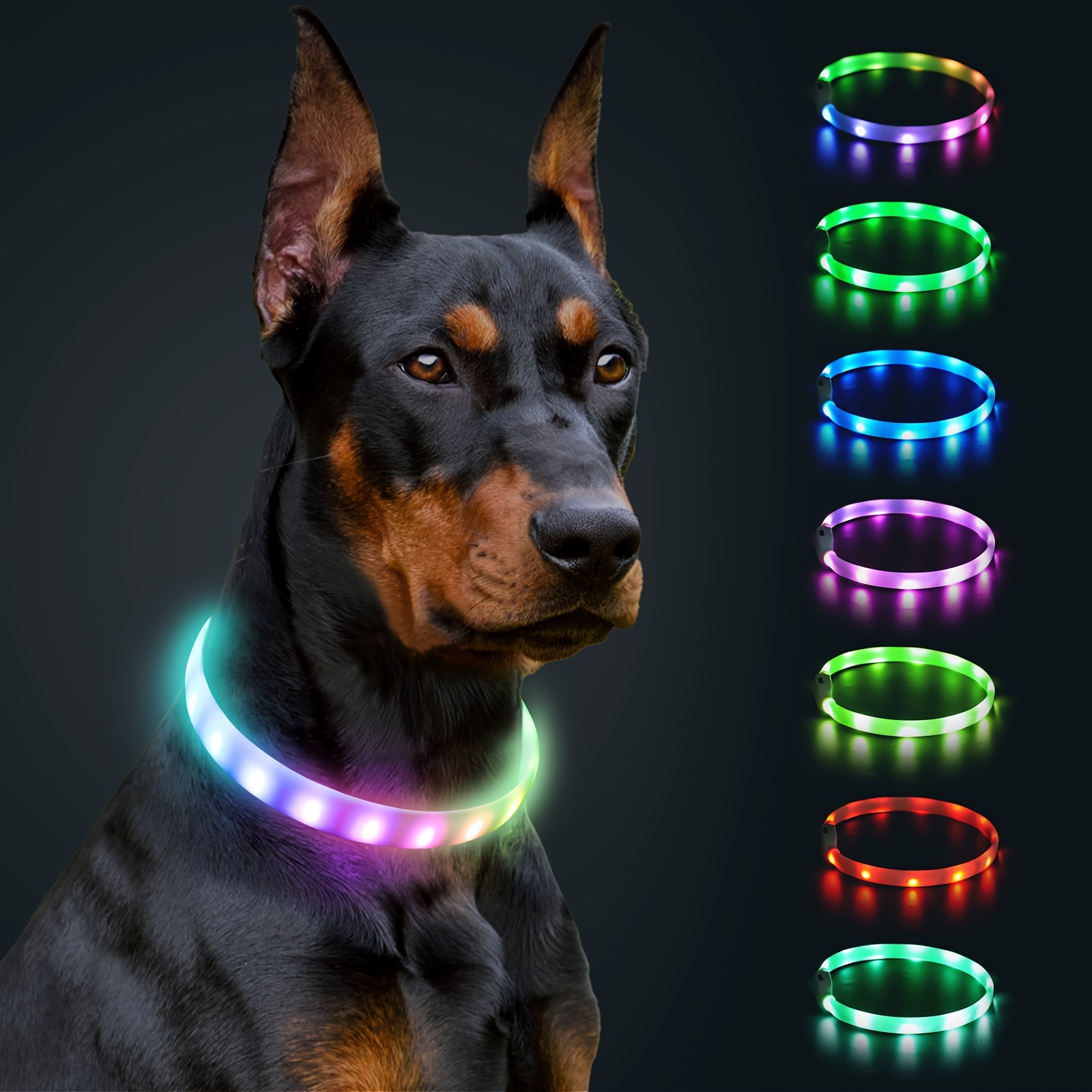 

Joytale Led Dog Collar, Usb Rechargeable, Cuttable Soft Silicone, 9 Flashing , Long Standby Time, Glow Collars For Night , ≤36v Operating Voltage