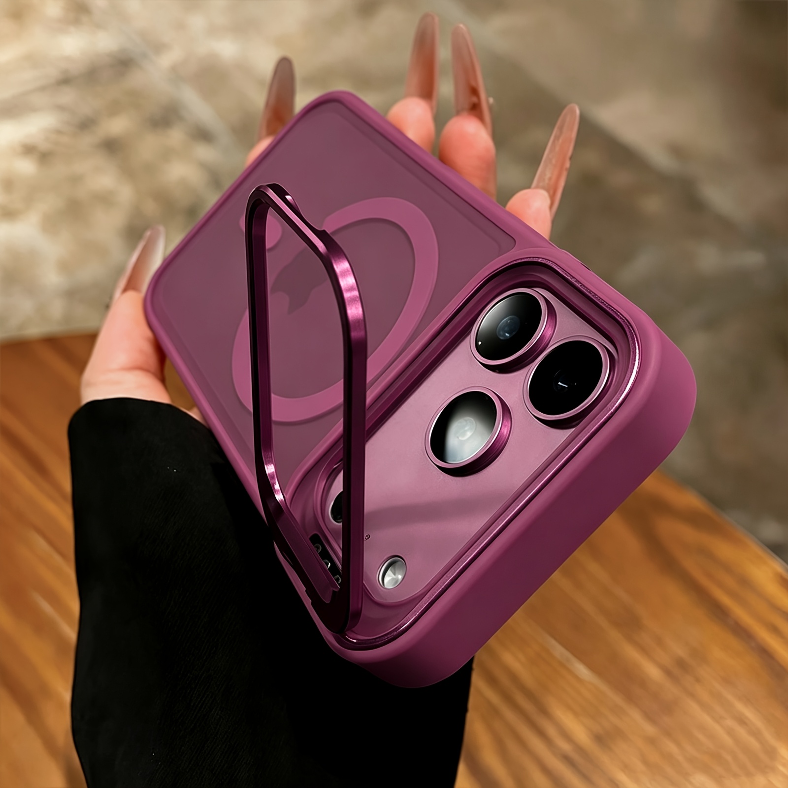 TEMU Phone Case: Luxury Matte Translucent Bracket Phone Case Compatible With Iphone 18 Pro Max 17 Pro 15 14 13 Pro Max Magnetic Wireless Charging