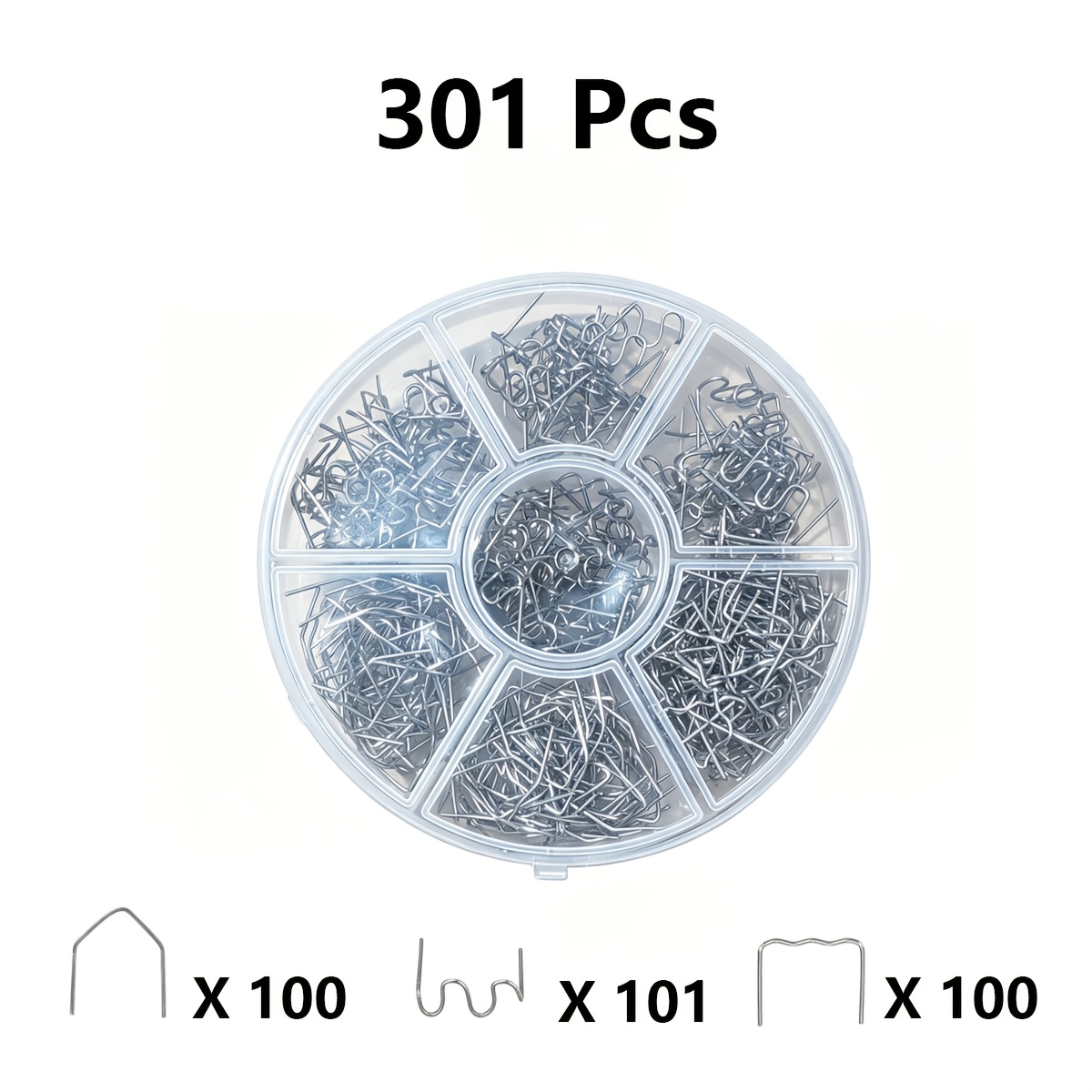 TEMU With 301pcs 0.8mm Melt Welding , Sturdy & Rust-proof: 101 Large Wave, 100 , 100 Small Wave. For Plastic Repair, Fixes Cracked Car & Motorcycle