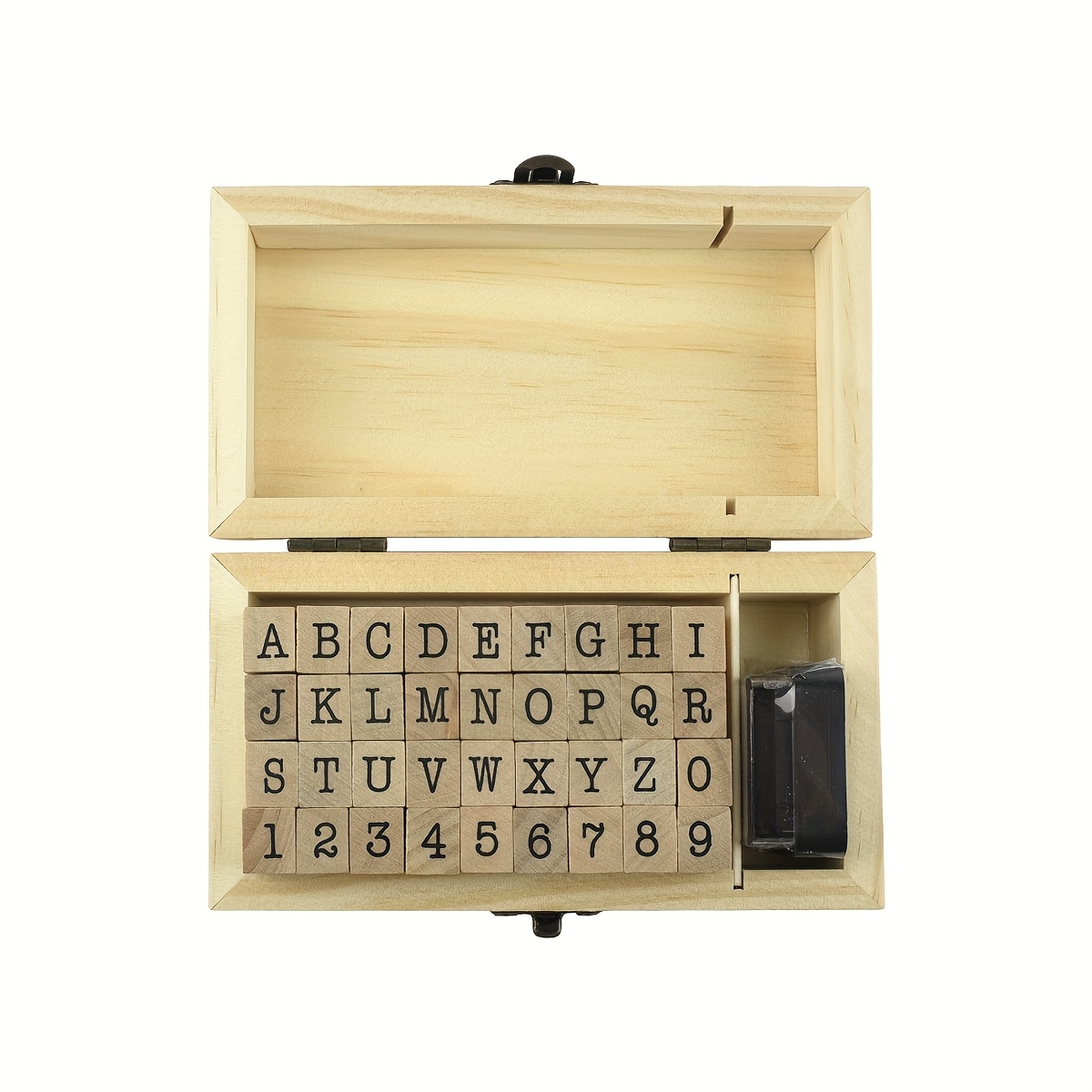36pcs Wooden Stamps Letters Numbers (with Ink Pads) For Crafters Enthusiasts