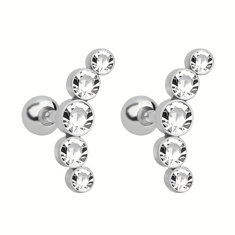TEMU 1/2pcs Y2k Gothic Cartilage Earrings - Stainless Steel Helix Tragus Piercing For , Colorful Cubic Zirconia, Daily Occasion Jewelry, Body Jewelry