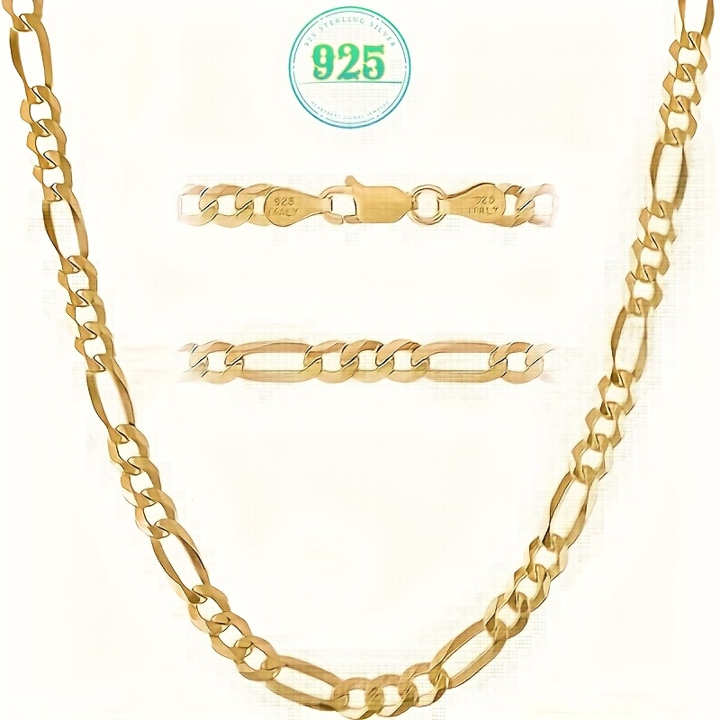 

Elegant 925 Silver Chain Necklace, 18k Gold Plated - Hypoallergenic,, Weddings, Parties, And Gifts, Includes Gift Box