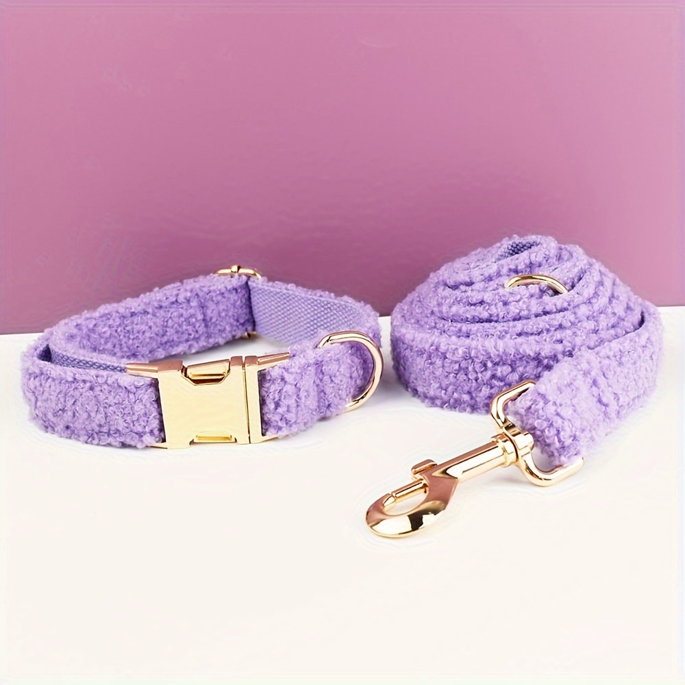 Personalized Teddy Velvet Dog Collar and Leash Set