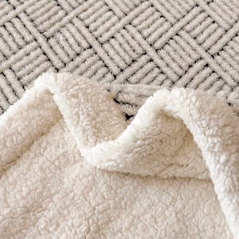 1pc of luxurious jacquard velvet blanket double layer thick insulation soft comfortable beige friendly suitable for autumn and winter suitable for bedroom living room sofa use machine washable pillowcase not included cozy Product details 7