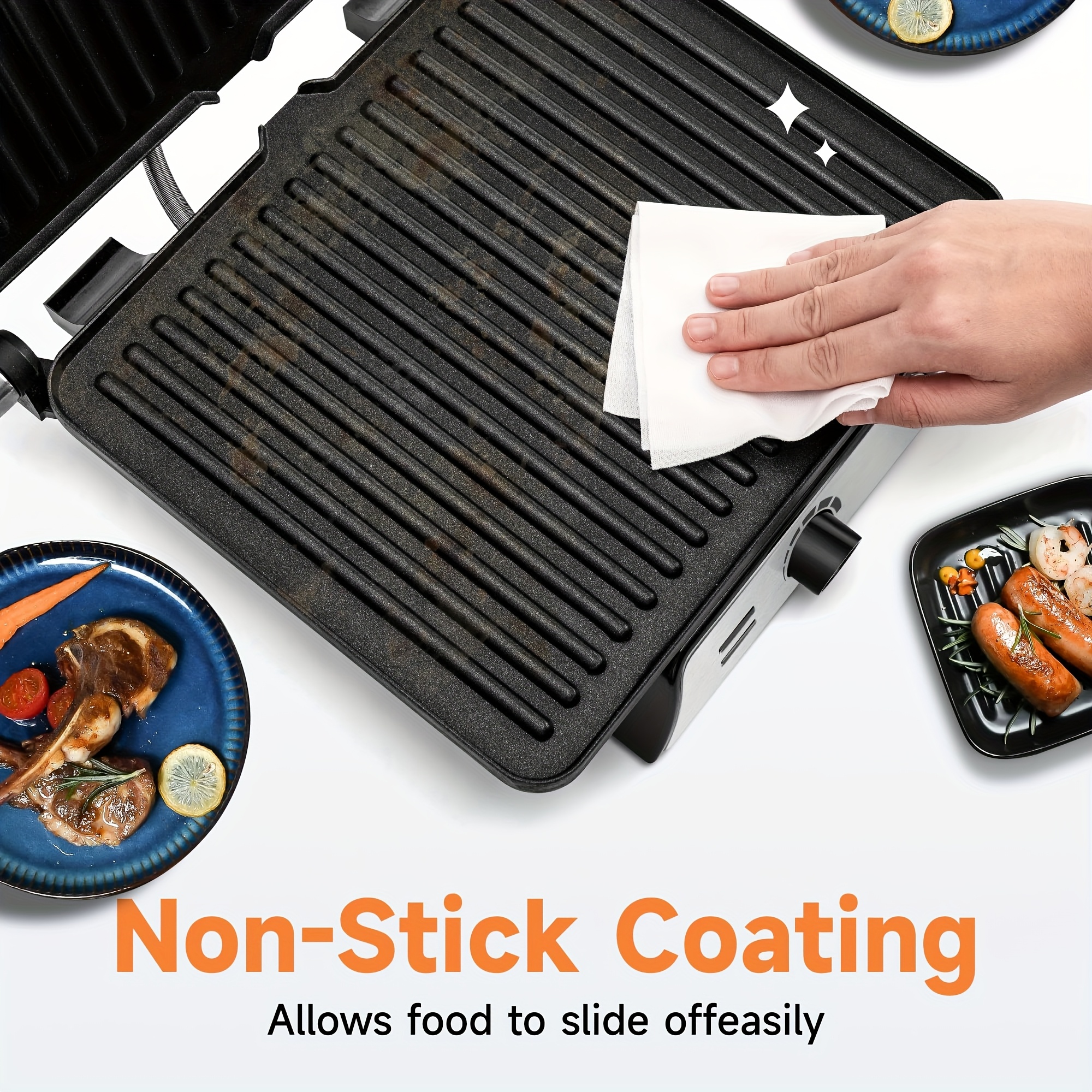 Ultimate 3-in-1 Electric Indoor Grill – Panini Press with Non-Stick Cooking Plates, Opens 180-Degree Gourmet Sandwich Maker, Floating Hinge Fits All Foods, Panini Press Grill with Grease Tray 6 Ultimate 3-in-1 Electric Indoor Grill – Panini Press with Non-Stick Cooking Plates, Opens 180-Degree Gourmet Sandwich Maker, Floating Hinge Fits All Foods, Panini Press Grill with Grease Tray - Image 6