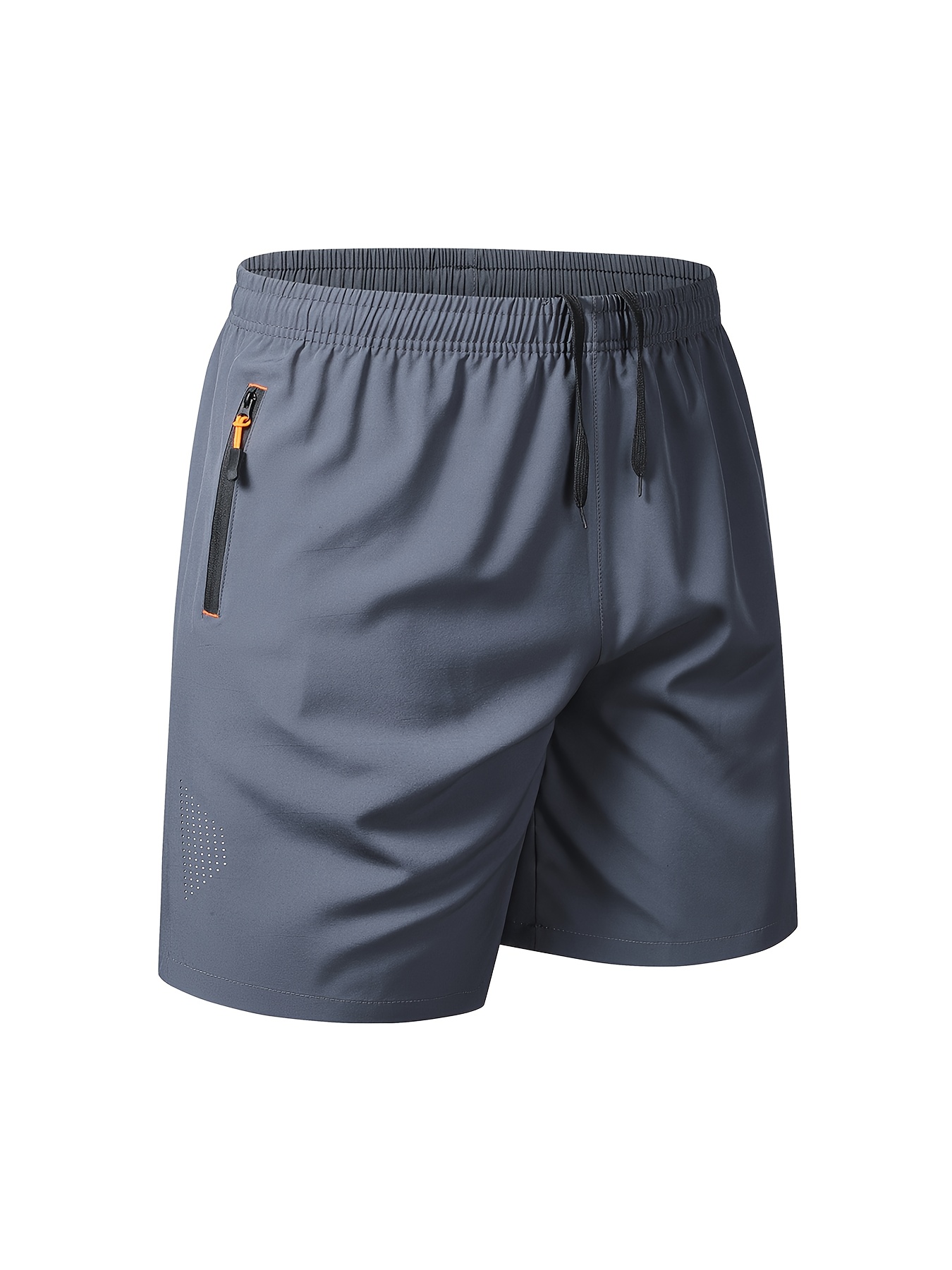 item picture 3pcs Men's Outdoor Sports Casual Shorts, Solid Color Zipper Pocket Running Fitness Quick-Dry Breathable Athletic Shorts