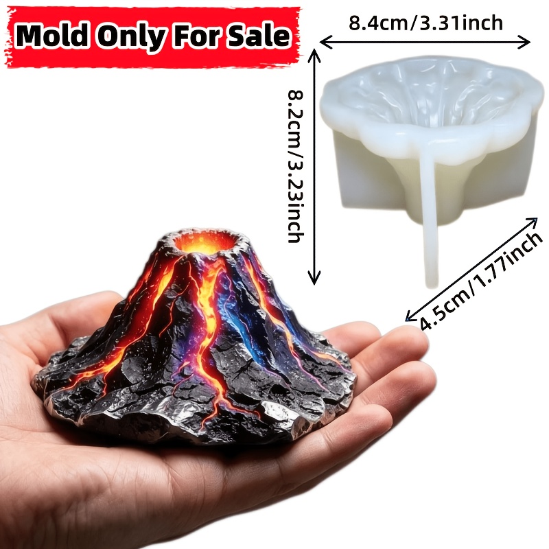 TEMU [Stampo in silicone resina] vulcano di lava Stampo in silicone 3D stereoscopico Candela Gesso Resina Ornamenti a Ornamenti a in resina per gesso