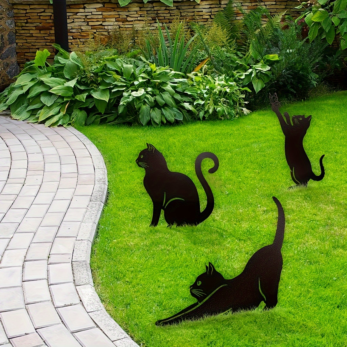 

1pc Cat Silhouette Garden Sign With Stakes, Metal Ground Insert Garden Decor, Outdoor Home Decor, Insert Decoration For Home Garden Patio, Fence Yard Lawn Art Decor, Spring Decoration