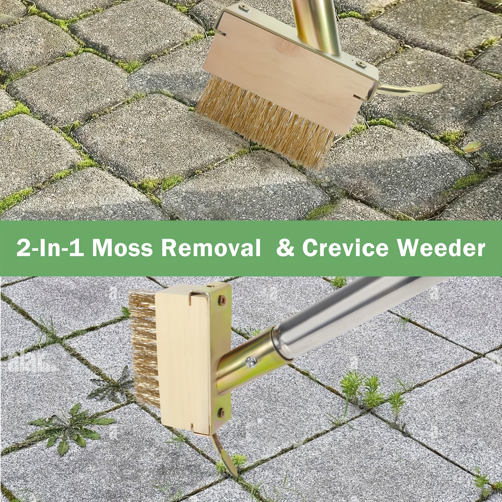   manual   puller tool long handle grout brush for crack moss removal pavement cleaning   driveways walkways gardens crack weeder manual grass puller moss remover long handle details 1