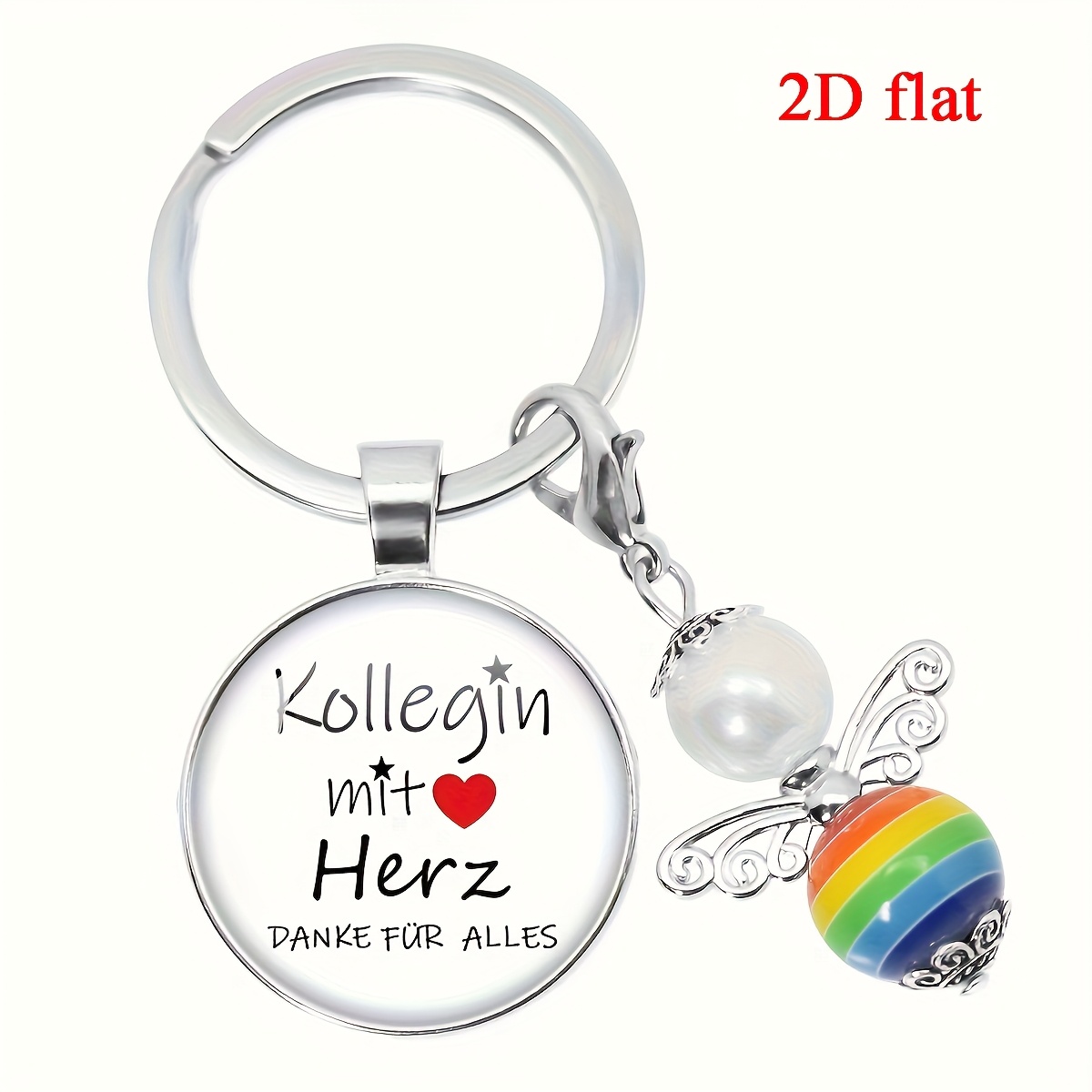 1pc 'colleague With Heart' Time Gem Keychain, Featuring A Small Wing Pendant, A Thank You Farewell Gift, Symbolizing Gratitude For Everything You've , Suitable As A Farewell Gift For Colleagues