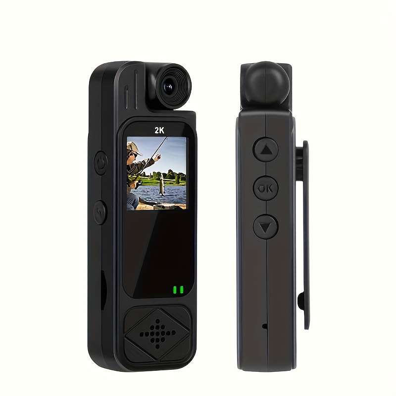 Grabadora de video portátil 2K Ultra HD con lente giratoria de 180°, cámara de bolsillo con estabilizador 2K de mano, cámara de cuerpo completo para vlogging, viajes y grabación de la vida diaria, recargable por USB, negra, cámara de vlogging