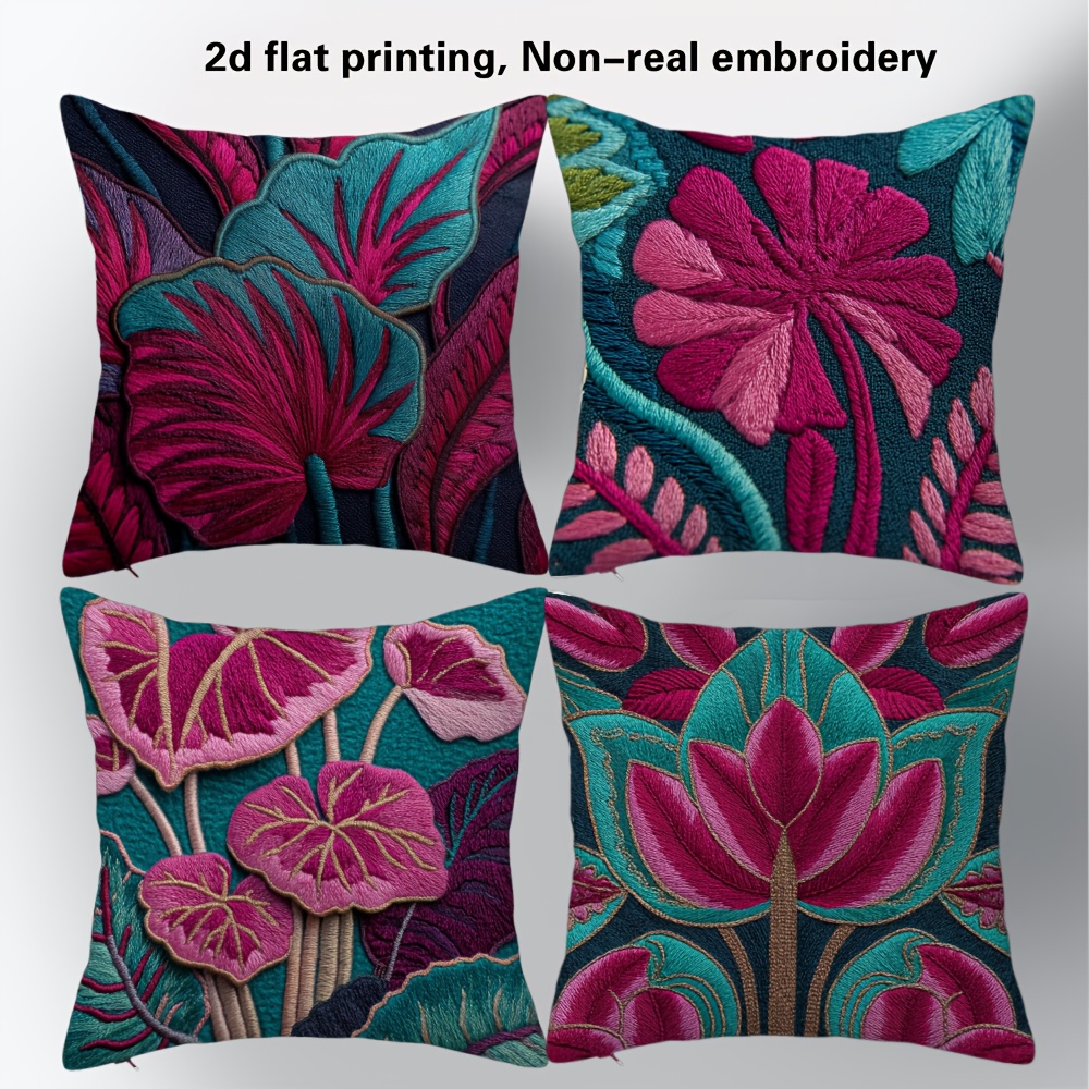 TEMU 2D - Juego de 4 Fundas de Almohada Decorativas con Diseño de , Hechas de Poliéster con Cierre de Cremallera. Fundas de Cojín de Estilo