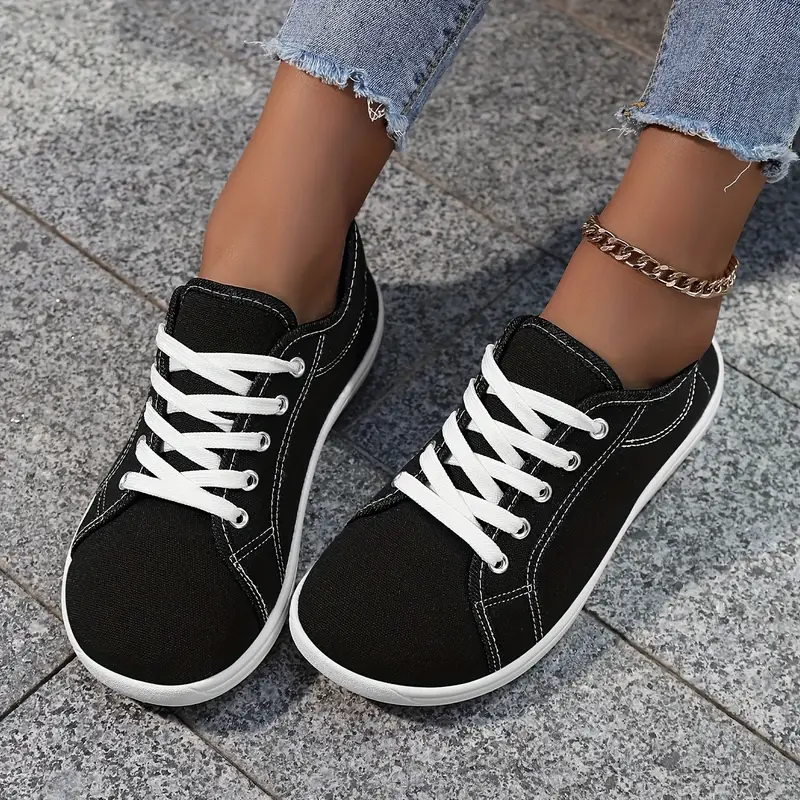 womens slip on sneakers wide fit breathable fabric round toe casual shoes with cushioned rubber sole stylish lace black white casual footwear stylish able footwear 6