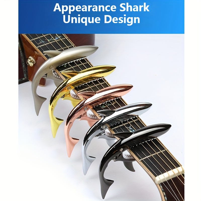 

Fashionable And Unique Metal Shark Capo For Guitar, Zinc Alloy Capo For Acoustic Guitar, Capo For Electric Guitar With Tuning Function And Sound Change.