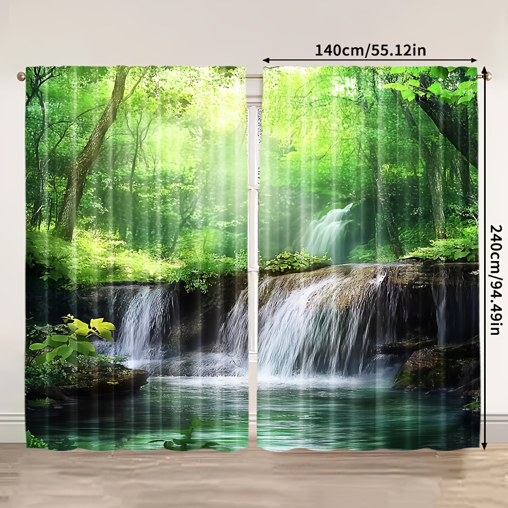 TEMU 2pcs Thermal Insulating Blackout Curtains - Waterfall Window Drapes With Rod Pocket, Light Filtering Privacy For Living Room, Bedroom, Kitchen,